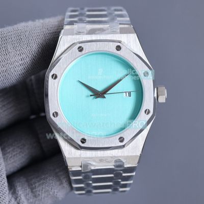 Copy Audemars Piguet Royal Oak watch Tiffany blue Dial Silver Bezel Stainless Steel Strap